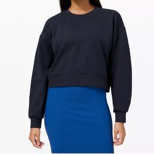 Lululemon Perfectly Oversized Cropped Crew Sweatshirt, True Navy, Size 10 NWT